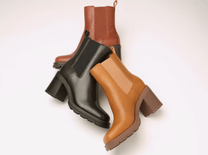 bunch of chunky heel boots
